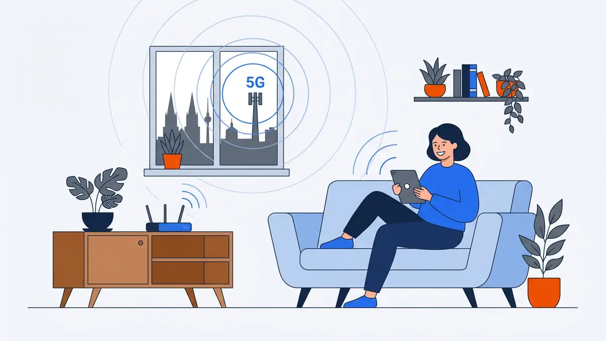 Illustration of 5G home internet in an apartment