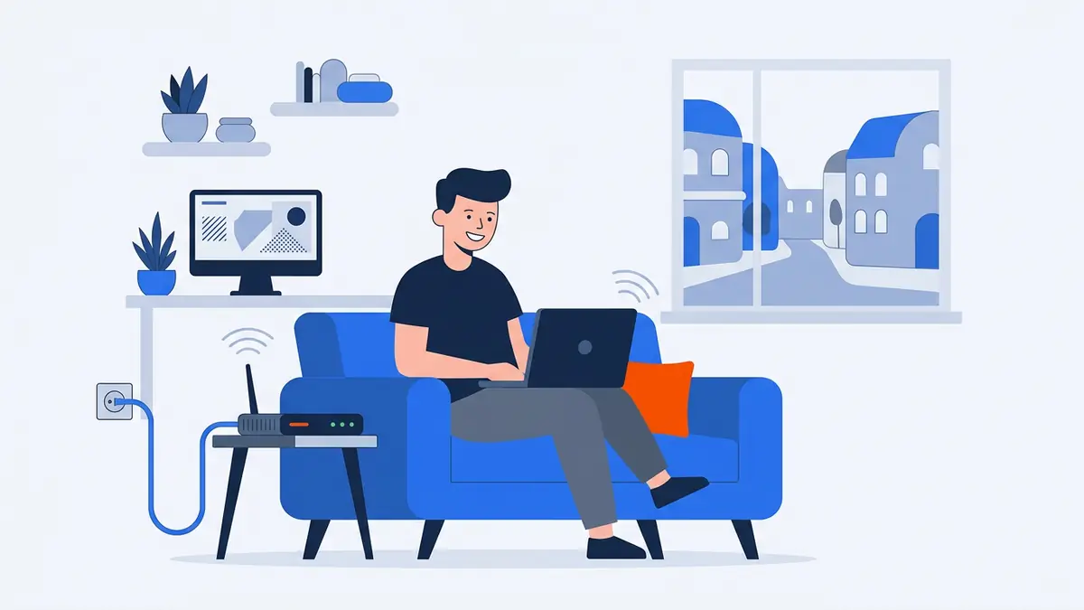 Illustration of a cable home internet connection in Germany