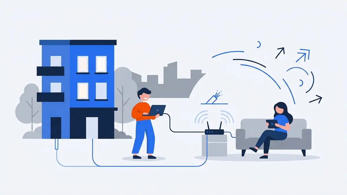 Illustration of a fibre home internet connection in Germany