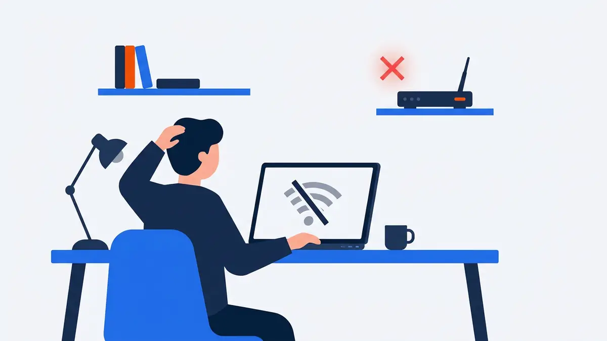 Illustration of a temporary home internet outage