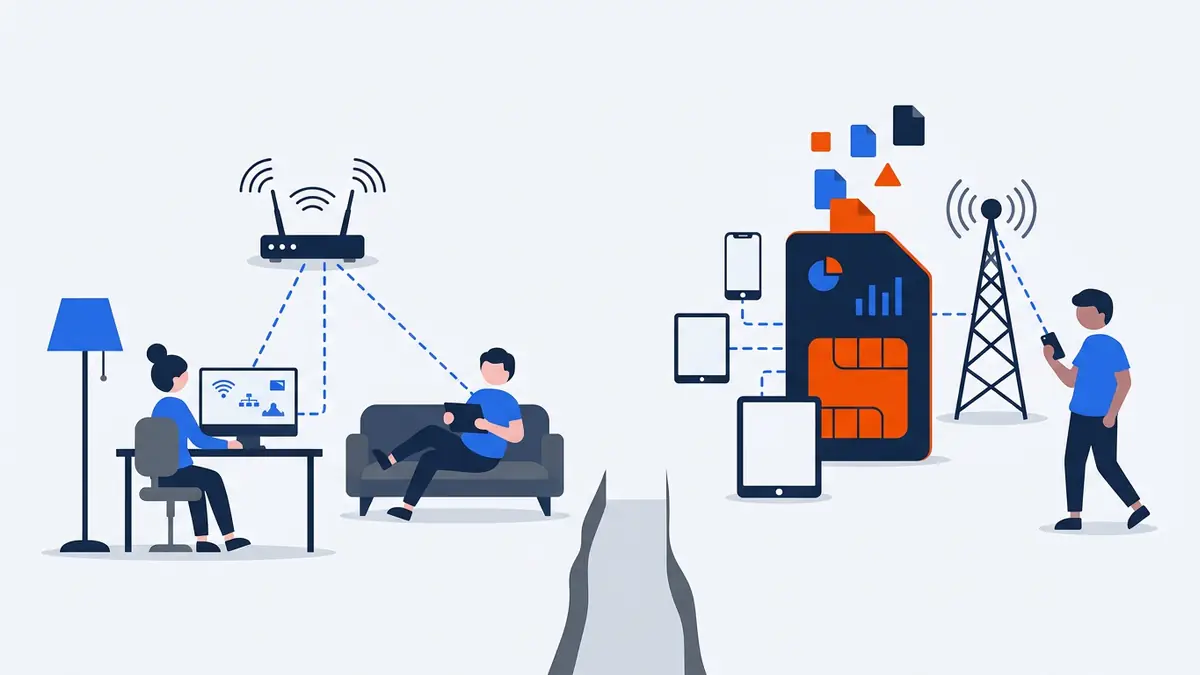 Illustration of a data SIM card as a separate product from home internet