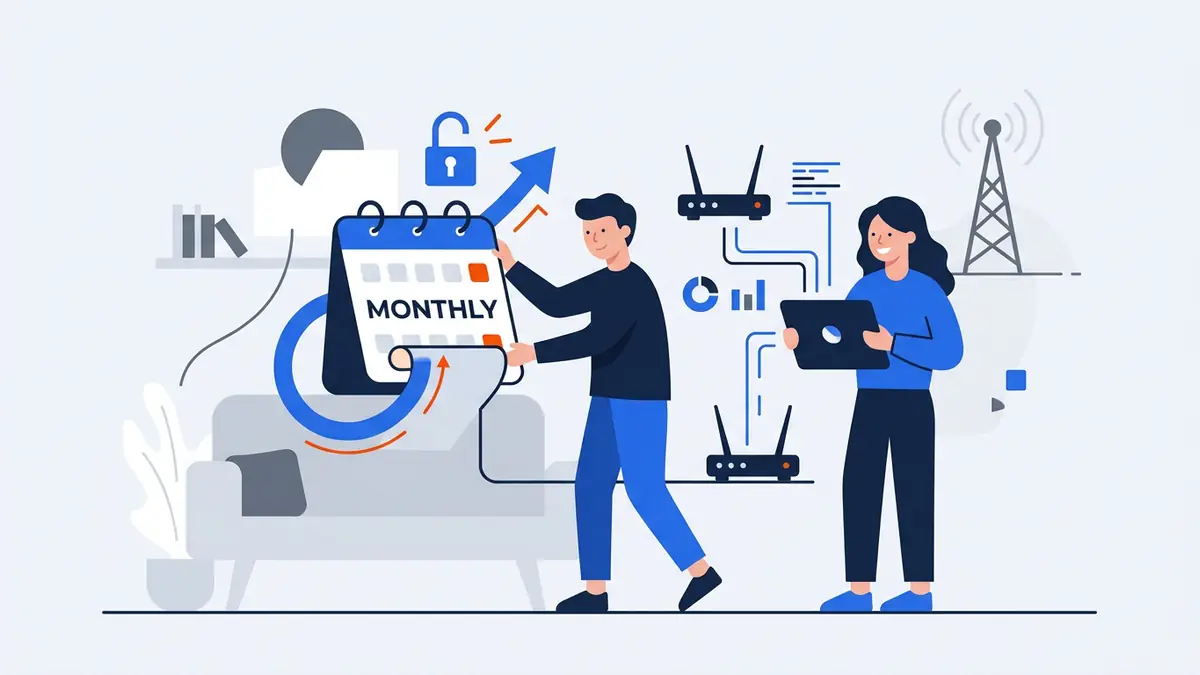 Illustration of a flexible month-to-month home internet plan
