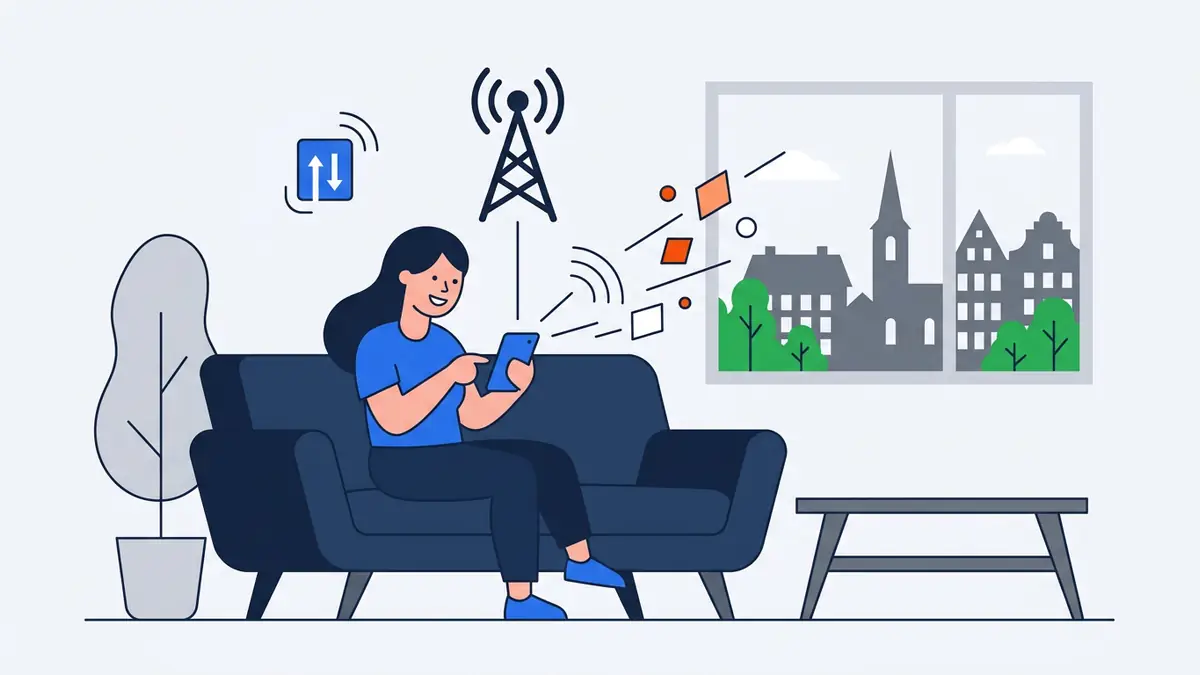 Illustration of mobile internet used at home in Germany